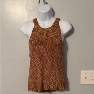 Marled Brown Space Dye Knit Tank Top